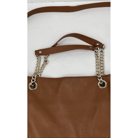 Vintage Michael Kors Brown Pebbled Leather‎ Hobo Shoulder Bag Purse Chain Handle - Picture 3 of 11